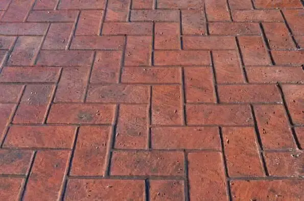Herringbone New Brick stamped concrete finish — 45 degree brick pattern